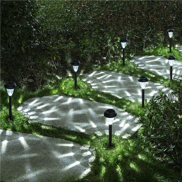 GIGALUMI Solar-Powered Pathway Lights (12-Pack), Waterproof Solar Garden Lights